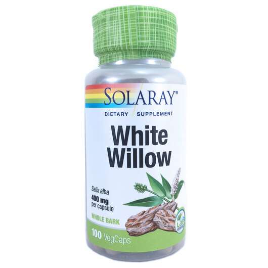 Основне фото товара Solaray, White Willow, Кора Білої Верби 400 мг, 100 капсул