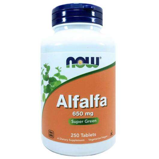 Основне фото товара Now, Alfalfa 650 mg, Люцерна 650 мг, 250 таблеток