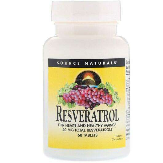 Основне фото товара Source Naturals, Resveratrol 60, Ресвератрол, 60 таблеток
