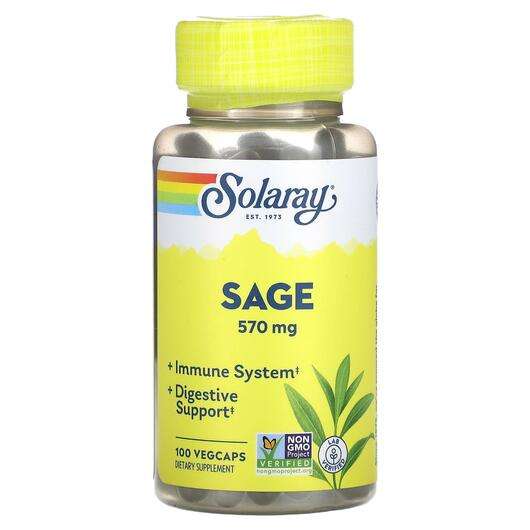Основне фото товара Solaray, Organically Grown Sage 285 mg, Шавлія 285 мг, 100 капсул