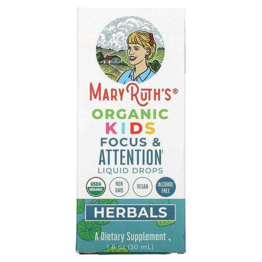 Хербалс Органик Кидс Фокус и Аттентион Ликвид Дропс, Herbals Organic Kids Focus & Attention Liquid Drops, 30 мл