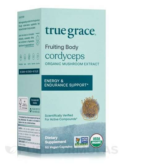 Основне фото товара True Grace, Organic Cordyceps, Гриби Кордіцепс, 60 капсул