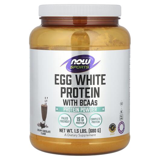 Основне фото товара NOW Foods, Eggwhite Protein Creamy Chocolate 1, Протеїн, 680 г