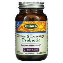 Flora, Super 5 Lozenge Probiotic, Пробіотики, 60 пастилок