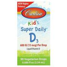 Carlson, Kid's Super Daily D3 15 mcg 600 IU 90 Vegetarian Drop...