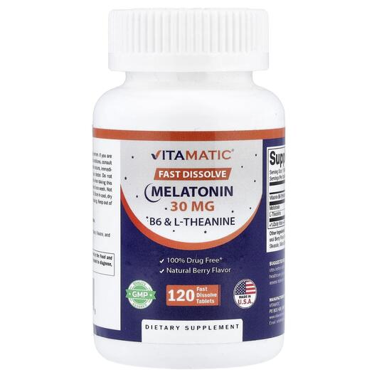 Основне фото товара Vitamatic, Melatonin Natural Berry, Мелатонін, 120 таблеток