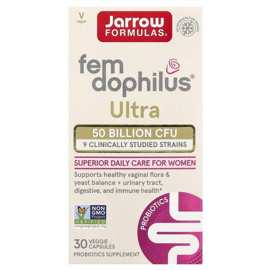 Основне фото товара Jarrow Formulas, Fem-Dophilus Ultra, Пробіотики, 30 капсул