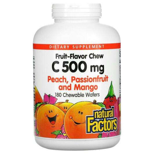 Chew C 500 mg Peach Passionfruit & Mango, Вітамін C Жувальний, 180 Chewable Wafers