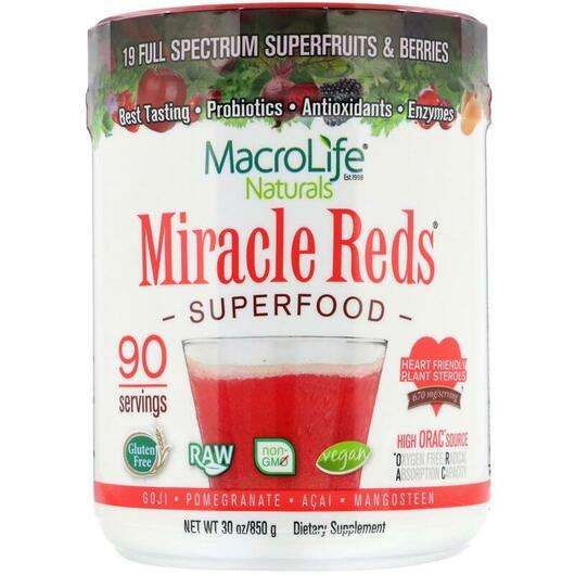 Miracle Reds Superfood Goji- Pomegranate- Acai- Mangosteen, Суперфуд, 850 г