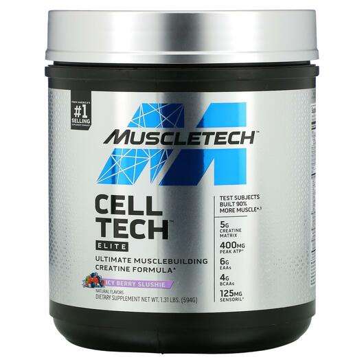 Основне фото товара Muscletech, Cell Tech Elite Icy Berry Slushie, Креатин, 594 г
