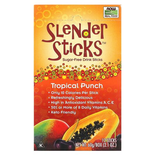 Основне фото товара Real Food Slender Sticks Tropical, Цукерки з клітковиною, 5 g Eac