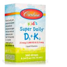 Carlson, Kid's Super Daily D3 + K2 25 mcg / 1000 IU & 22.5...