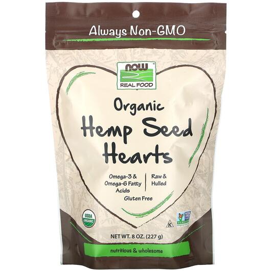 Основне фото товара Real Foods Organic Hemp Seed Hearts, Конопляний протеїн, 227 г