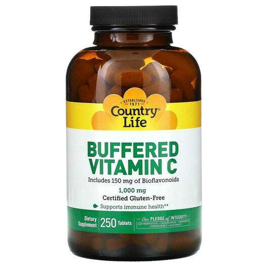 Основне фото товара Country Life, Buffered Vitamin C 1000 mg 250, Вітамін C, 250 т...