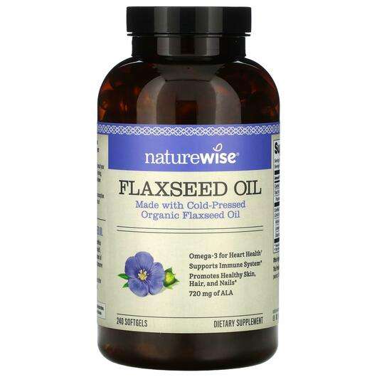 Основне фото товара Naturewise, Flaxseed Oil, Лляна олія, 240 капсул