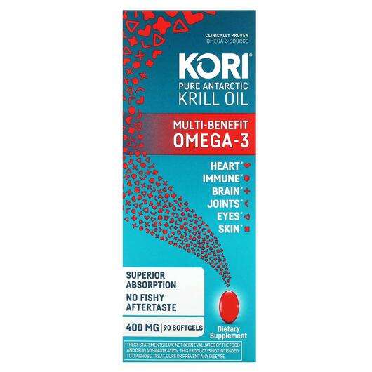 Основне фото товара Pure Antarctic Krill Oil Multi-Benefit Omega-3 400 mg, Олія Ан...