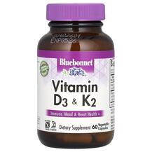 Bluebonnet, Витамины D3 & K2, Vitamin D3 & K2, 60 капсул