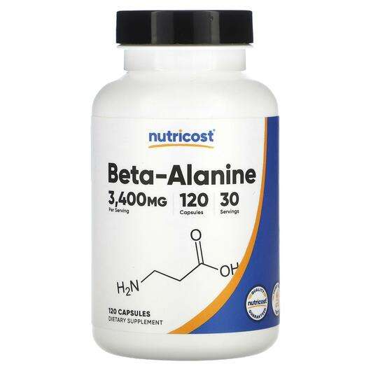Основное фото товара Nutricost, Бета Аланин, Beta-Alanine 3400 mg, 120 капсул