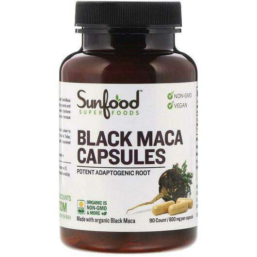 Основное фото товара Sunfood, Мака 800 мг, Black Maca 800 mg 90, 90 капсул
