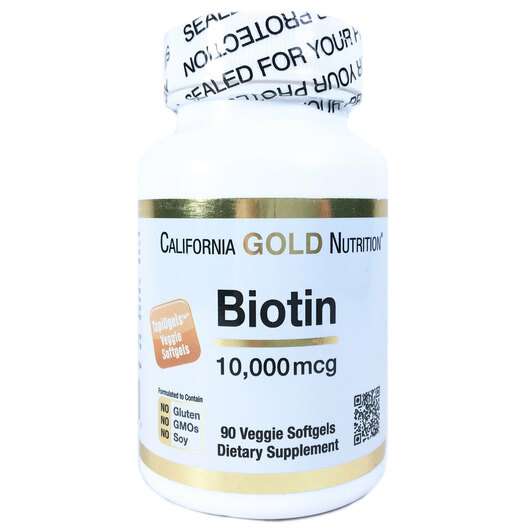 Основне фото товара California Gold Nutrition, Biotin 10000 mcg, Біотин 10000 мкг,...