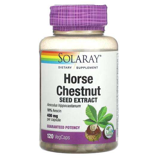 Основне фото товара Solaray, Horse Chestnut Seed Extract 400 mg, Конський каштан, ...
