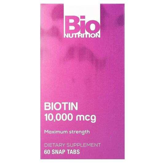 Основне фото товара Bio Nutrition, Biotin Maximum Strength 10000 mcg, Вітамін B7 Б...