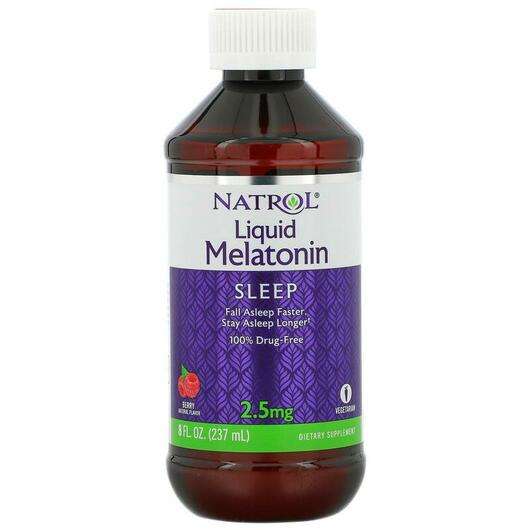Основне фото товара Natrol, Liquid Melatonin Sleep Berry Natural Flavor 2.5 mg, Ме...