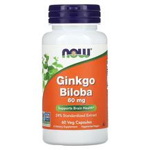 Ginkgo Biloba 60 mg Гинкго Билоба NOW 60 капсул