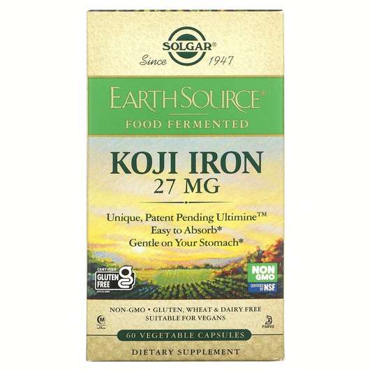 Fermented Koji Iron, Ферментоване Коджи Залізо 27 мг, 60 капсул