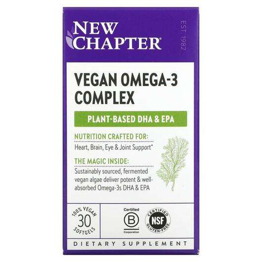 Основне фото товара New Chapter, Vegan Omega-3 Complex, Риб'ячий жир Омега-3, 30 к...