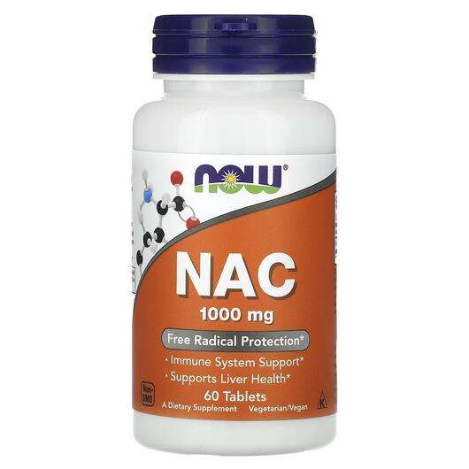 Основне фото товара Now, NAC 1000 mg, NAC N-Ацетил-L-Цистеїн, 60 таблеток
