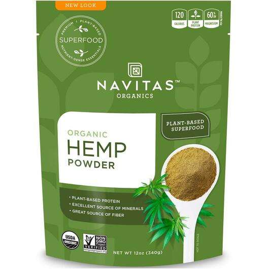 Основне фото товара Navitas Organics, Organic Hemp Powder, Спортивне харчування, 3...