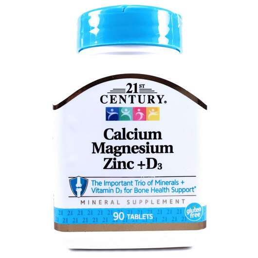 Calcium Magnesium Zinc + D3, Кальцій магній цинк з D3, 90 таблеток