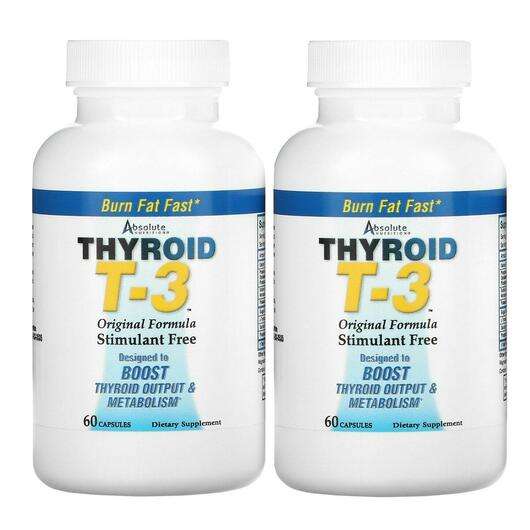 Основне фото товара Absolute Nutrition, Thyroid T-3 Original Formula 2 Bottles, Пі...