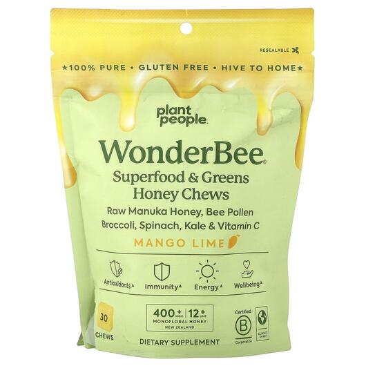 Основное фото товара WonderBee Superfood & Greens Honey Chews Mango, Супергринс, 3