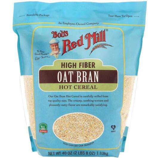 Основне фото товара Bob's Red Mill, High Fiber Oat Bran Hot Cereal, Отруби, 1.13 kg