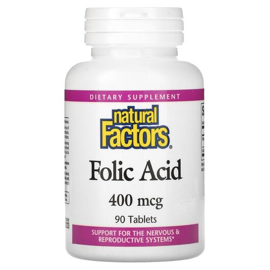 Основне фото товара Folic Acid 400 mcg, Вітамін B9 Фолієва кислота, 90 таблеток