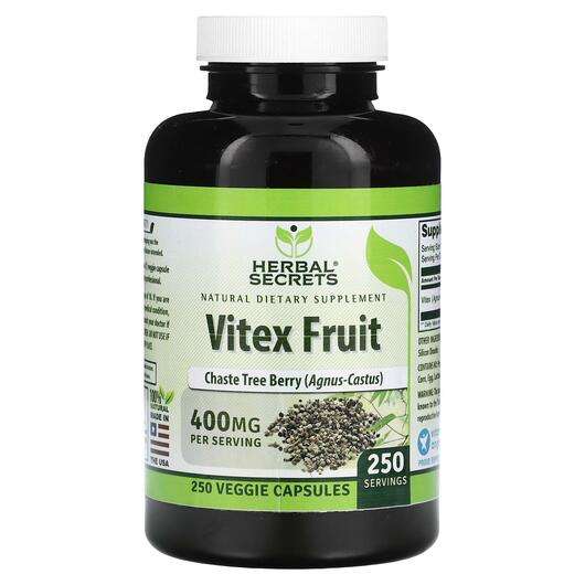 Основне фото товара Herbal Secrets, Vitex Fruit 400 mg, Авраамове дерево, 250 капсул