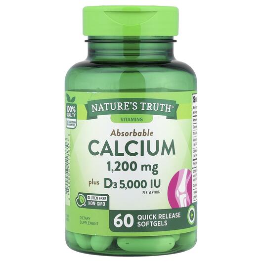 Основное фото товара Nature's Truth, Кальций, Absorbable Calcium Plus D3, 60 капс