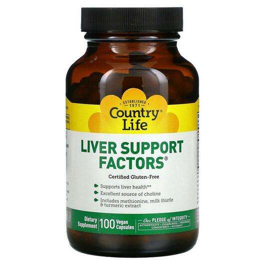 Основне фото товара Country Life, Liver Support Factors 100 Vegan, Підтримка печін...