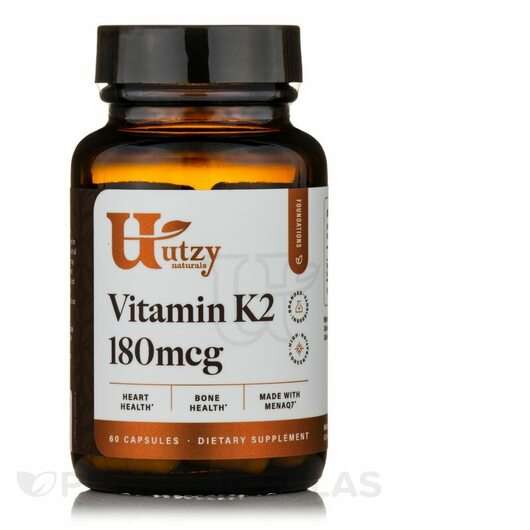 Основное фото товара Utzy Naturals, Витамин K Филлохинон, Vitamin K2 180 mcg, 60 ка...