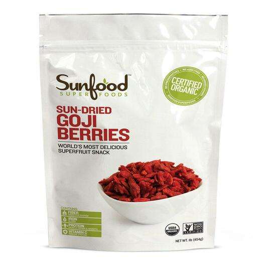 Organic Sun-Dried Goji Berries, Ягоди Годжі, 454 г