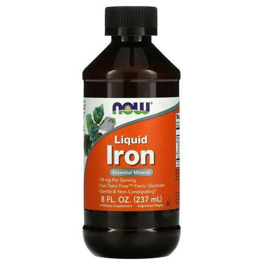 Основне фото товара Now, Iron Liquid Ferric Glycinate, Залізо, 237 мл