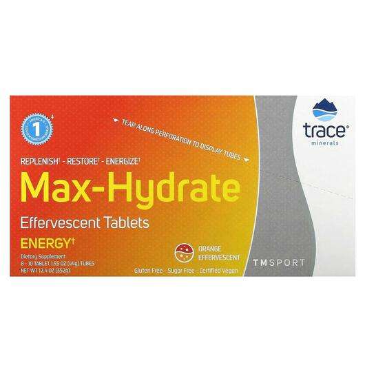 Основне фото товара TM Sport Max-Hydrate Energy Effervescent Tablets Orange 8 Tube...