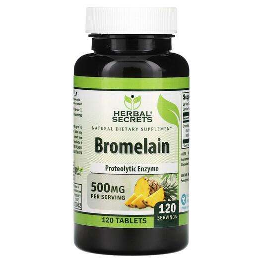 Основне фото товара Herbal Secrets, Bromelain 500 mg, Бромелайн, 120 таблеток
