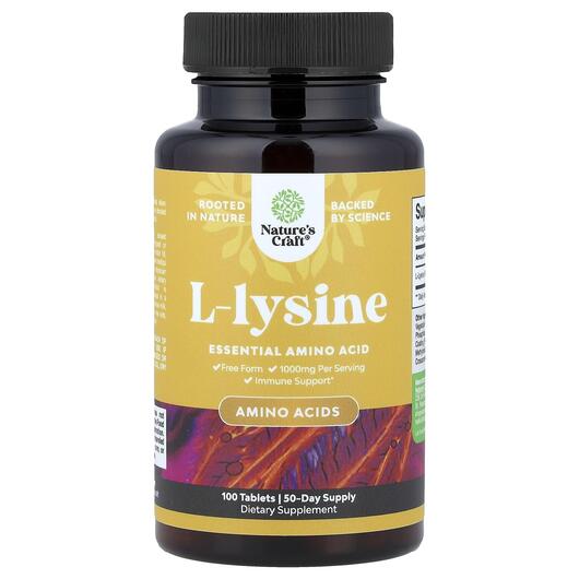 Основне фото товара Nature's Craft, L-lysine, L-Лізин, 100 таблеток