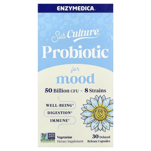 Основне фото товара Enzymedica, SubCulture Probiotic For Mood, Пробіотики, 30 капсул