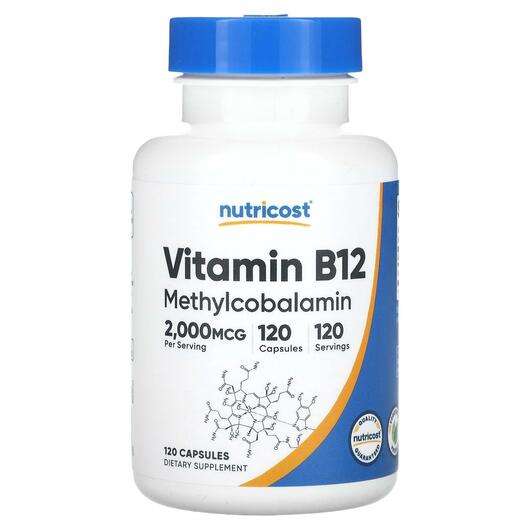 Основне фото товара Nutricost, Vitamin B12 2000 mcg, Вітамін B1 Тіамін, 120 капсул