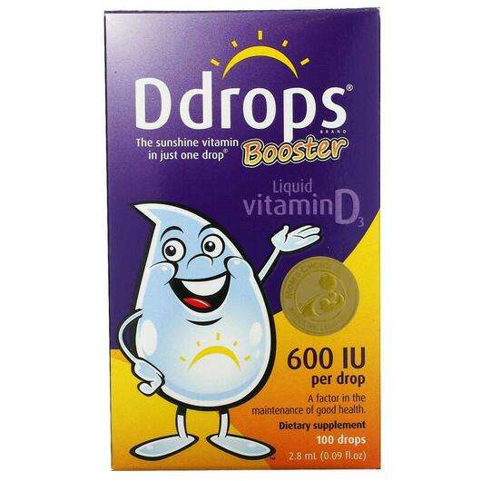 Основне фото товара Ddrops, Booster Liquid Vitamin D3, Рідкий D3 для дітей 600 МО,...