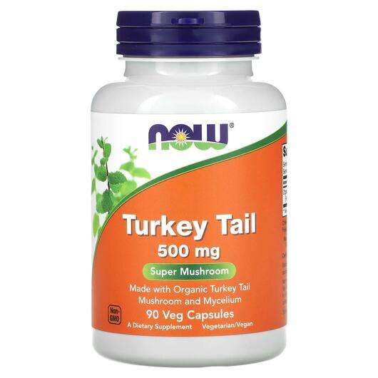 Основное фото товара Now, Грибы Траметес Хвост Индейки, Turkey Tail 250 mg, 90 капсул